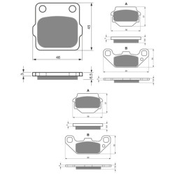 3 Kit plaquettes frein Suzuki LT-S 230 QuadSport  Av G, Av D et Ar 077-091X2 - EBC FA84/3 et FA128 - Raven 104-188