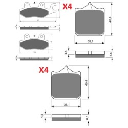 3 Kit plaquettes frein Triumph Bonneville 1200 Speed Twin Av G, Av D et Ar 088-304X2 - EBC FA215/2 et FA604/4HH - Raven 104-189