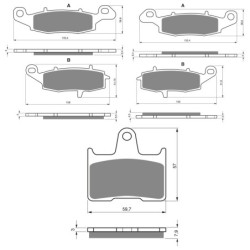 3 Kit plaquettes frein Suzuki GSF 650 Bandit sans ABS Av G, Av D et Ar 104-124-148 - EBC FA229 et FA231 et FA254 - Raven 104-191