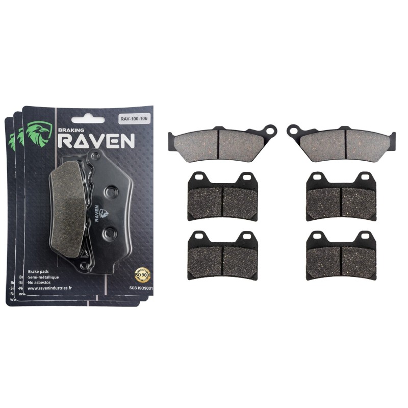 3 Kit plaquettes frein Moto-guzzi Custom 940  Av G, Av D et Ar 106-141X2 - EBC FA209 et FA244 - Raven 104-192
