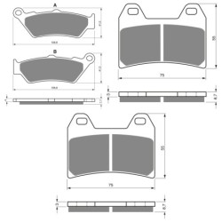 3 Kit plaquettes frein Moto-guzzi Custom 940  Av G, Av D et Ar 106-141X2 - EBC FA209 et FA244 - Raven 104-192