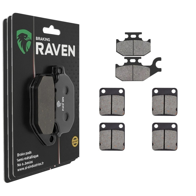 3 Kit plaquettes frein Yamaha YFM Wolverine 450  Av G, Av D et Ar 182-144X2 - EBC FA307 et FA54 - Raven 104-200