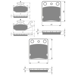 3 Kit plaquettes frein Yamaha Kodiak 450  Av G, Av D et Ar 182-144X2 - EBC FA307 et FA54 - Raven 104-200