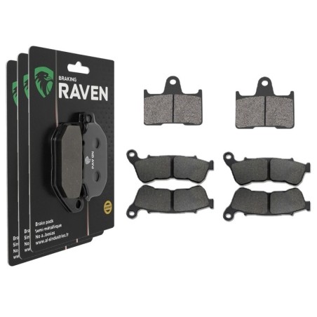 3 Kit plaquettes frein Harley-davidson Sportster Roadster XL1200CX Av G, Av D et Ar 148-359X2 - EBC FA254 et FA640 - Raven 104-2