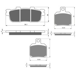 3 Kit plaquettes frein Adiva AD2 300 2 roue Av G, Av D et Ar 286-152X2 - EBC FA427 et FA266 - Raven 104-203