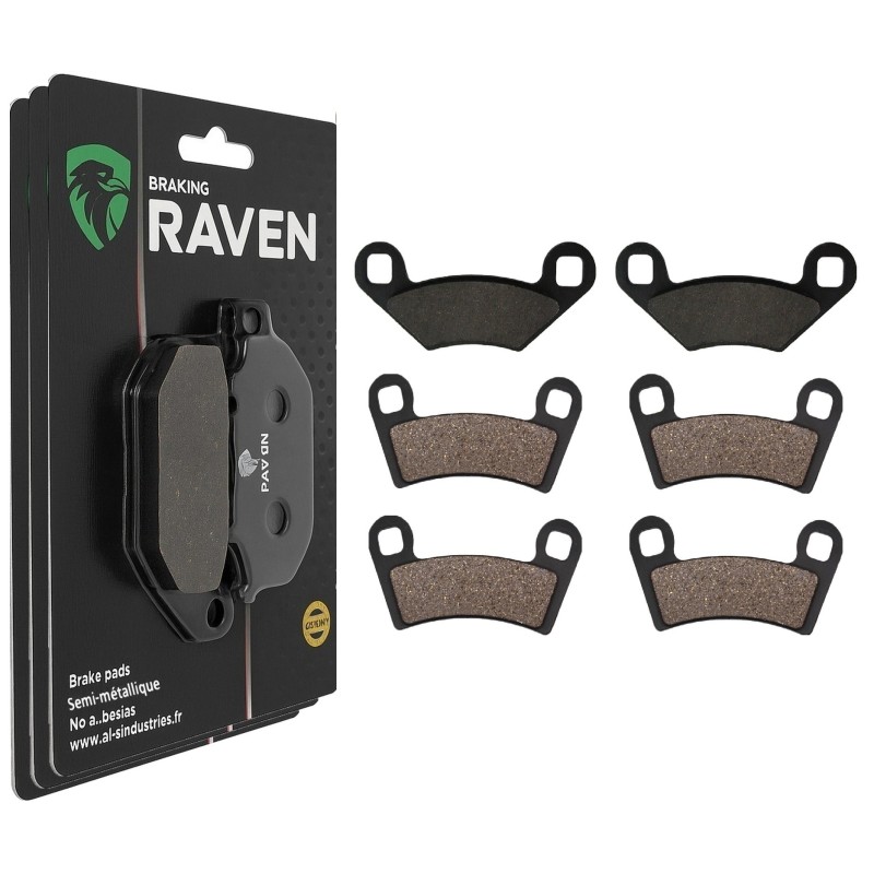 3 Kit plaquettes frein Polaris RZR 570  Av G, Av D et Ar 162-343X2 - EBC FA159 et FA456R - Raven 104-205