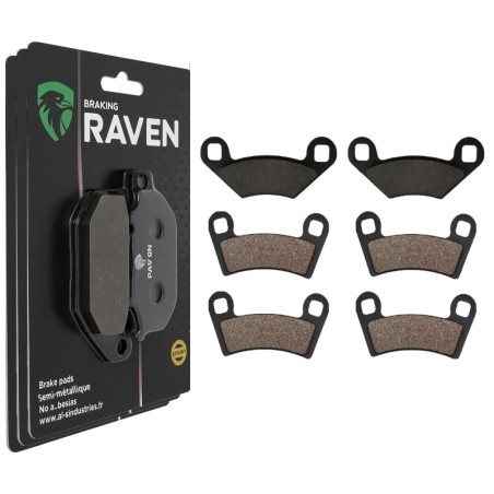3 Kit plaquettes frein Polaris RZR 800 EFI "S" inter Av G, Av D et Ar 162-343X2 - EBC FA159 et FA456R - Raven 104-205