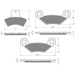 3 Kit plaquettes frein Polaris Trail Blazer 400  Av G, Av D et Ar 179-162X2 - EBC FA270 et FA159 - Raven 104-206
