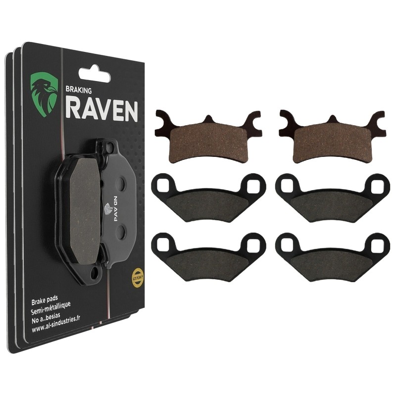 3 Kit plaquettes frein Polaris PRO 500 4x4 6x6  series 10 Av G, Av D et Ar 209-162X2 - EBC FA314R et FA159 - Raven 104-208