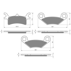 3 Kit plaquettes frein Polaris PRO 500 4x4 6x6  series 10 Av G, Av D et Ar 209-162X2 - EBC FA314R et FA159 - Raven 104-208
