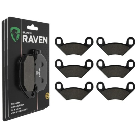 3 Kit plaquettes frein Polaris 450 HO 2x4 Av G, Av D et Ar 300-162X2 - EBC FA475 et FA159 - Raven 104-210