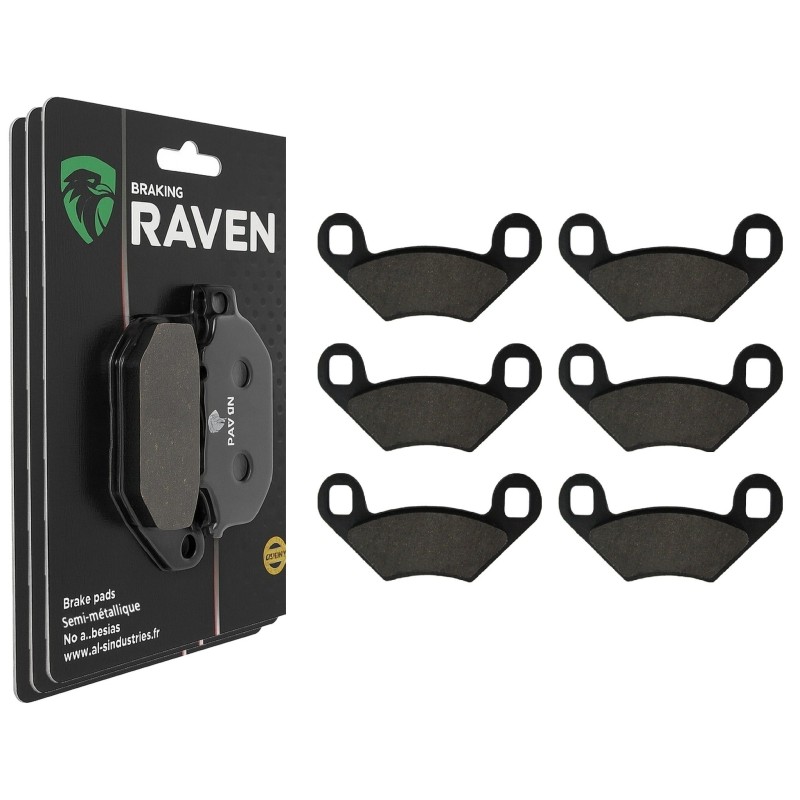 3 Kit plaquettes frein Polaris Sportsman 325 ETX EFI Av G, Av D et Ar 300-162X2 - EBC FA475 et FA159 - Raven 104-210