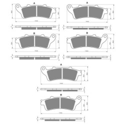 3 Kit plaquettes frein Honda GL 1800 Gold-Wing  Av G, Av D et Ar 327-178X2 - EBC FA261/2 et FA261 - Raven 104-213