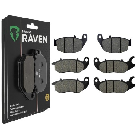 3 Kit plaquettes frein Honda Africa Twin 1100  Av G, Av D et Ar 311-210X2 - EBC FA629TT et FA375 - Raven 104-215