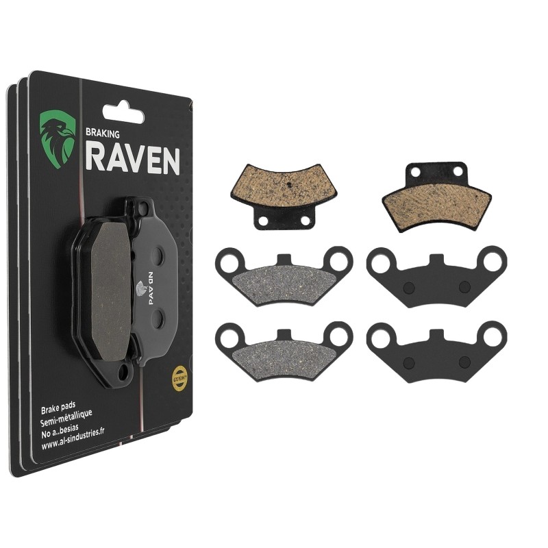 3 Kit plaquettes frein Quadzilla CUV 500 Side x Side Av G, Av D et Ar 216-284X2 - EBC FA232 et FA453 - Raven 104-217