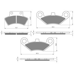 3 Kit plaquettes frein Quadzilla CUV 500 Side x Side Av G, Av D et Ar 216-284X2 - EBC FA232 et FA453 - Raven 104-217