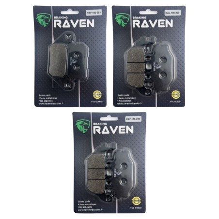 3 Kit plaquettes frein Adly Crossroad Sentinel 300  Av G, Av D et Ar 283-230X2 - EBC FA431 et FA377 - Raven 104-218