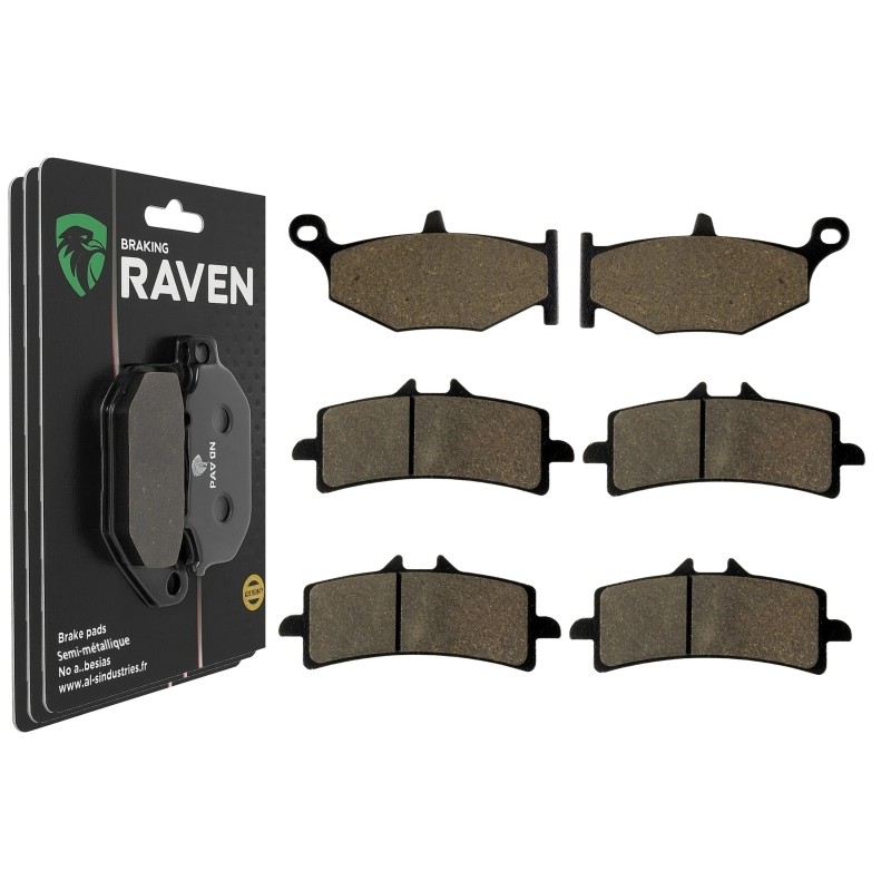 3 Kit plaquettes frein Suzuki GSX 1300 RR Hayabusa  Av G, Av D et Ar 241-258X2 - EBC FA419 et FA447HH - Raven 104-222