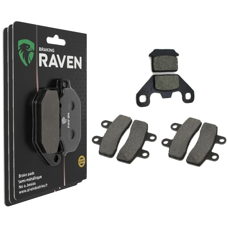 3 Kit plaquettes frein Quadzilla WK 140  Av G, Av D et Ar 320-250X2 - EBC FA654 et FA448 - Raven 104-223