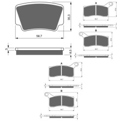 3 Kit plaquettes frein Ktm XC 450  Av G, Av D et Ar 260-261X2 - EBC FA463R et FA462TT - Raven 104-224