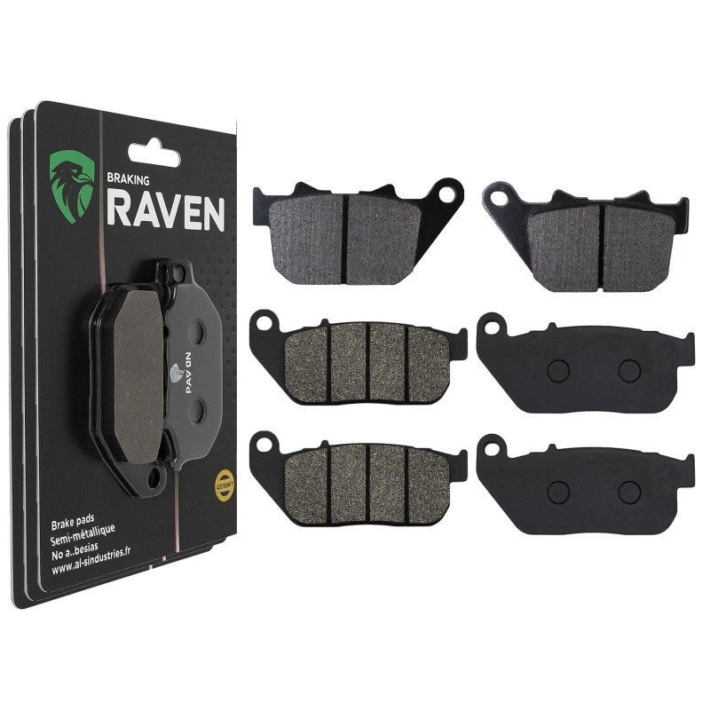 3 Kit plaquettes frein Harley-davidson Sportster 1200 Roadster XL1200R Av G, Av D et Ar 274-272X2 - EBC FA387 et FA381 - Raven 1