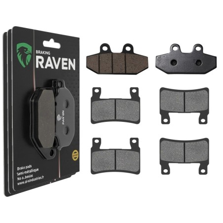 3 Kit plaquettes frein Harley-davidson Softail Low Rider S FXLRS Av G, Av D et Ar 395-279X2 - EBC FA747 et FA296HH - Raven 104-2