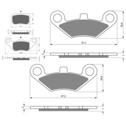 3 Kit plaquettes frein Quadzilla CVT 150 E Av G, Av D et Ar 283-284X2 - EBC FA431 et FA453 - Raven 104-230
