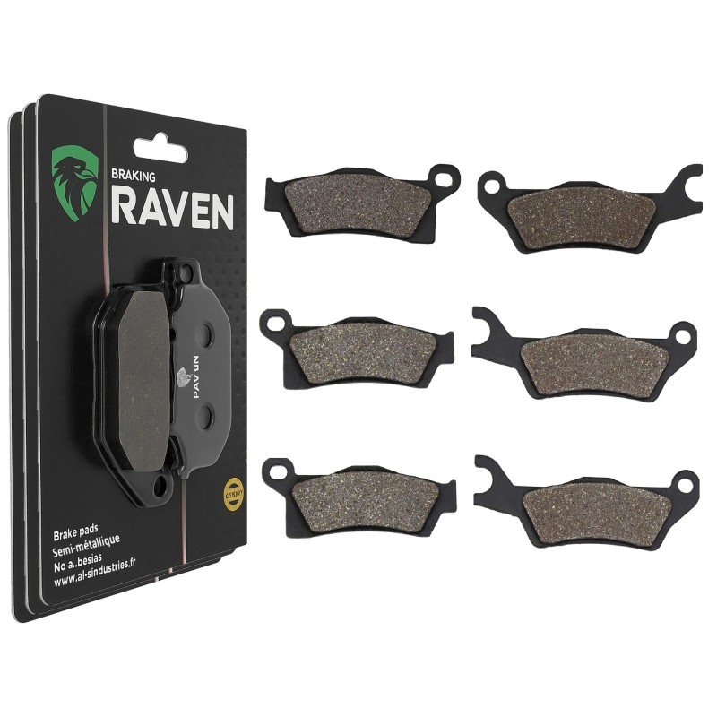 3 Kit plaquettes frein Can-am Outlander 800 R STD Max Av G, Av D et Ar 309-310X2 - EBC FA618 et FA617 - Raven 104-232