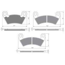 3 Kit plaquettes frein Polaris ACE 900 EPS Av G, Av D et Ar 312-313X2 - EBC FA354R et FA452R - Raven 104-233