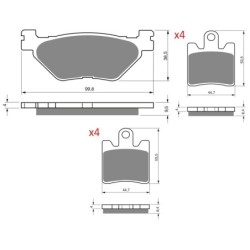 3 Kit plaquettes frein Yamaha XVS 1300 1CS Midnight Star  Av G, Av D et Ar Nc -  - Raven 104-234
