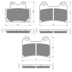 3 Kit plaquettes frein Yamaha XJR 400  Av G, Av D et Ar 067-141X2 -  - Raven 104-235