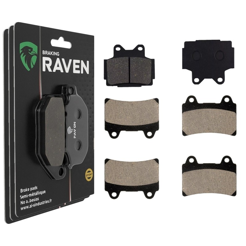 3 Kit plaquettes frein Yamaha FZR 400  Av G, Av D et Ar Nc -  - Raven 104-237