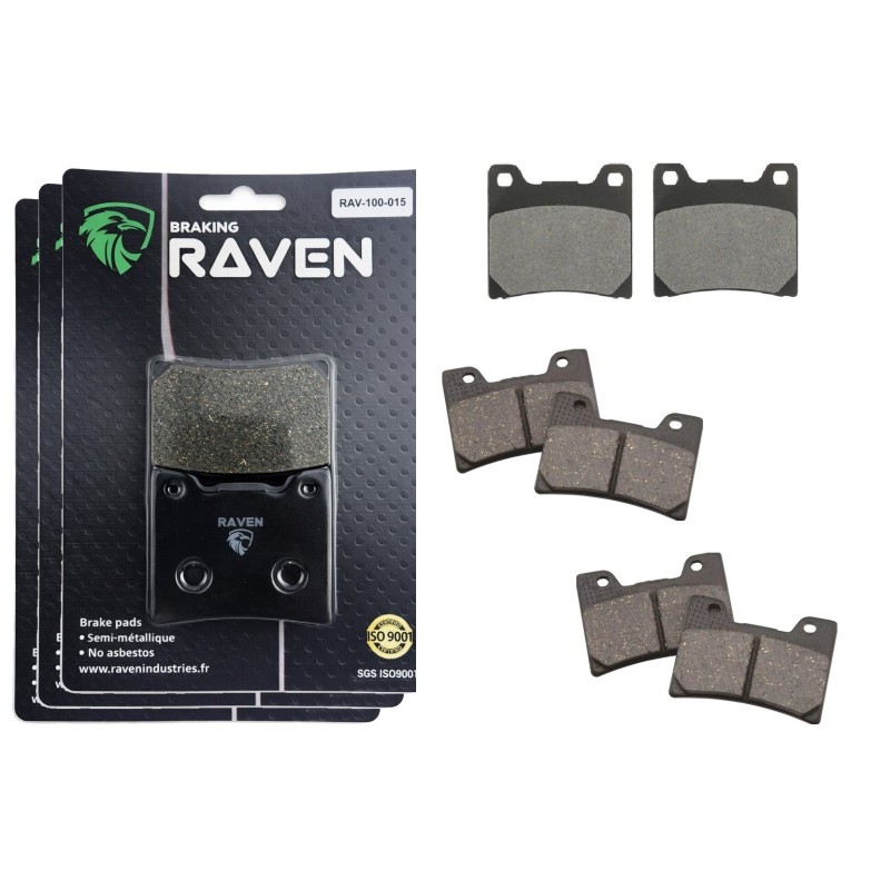 3 Kit plaquettes frein Yamaha FZR 1000  Av G, Av D et Ar 015-045X2 -  - Raven 104-238
