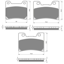 3 Kit plaquettes frein Yamaha FZR 1000  Av G, Av D et Ar 015-045X2 -  - Raven 104-238