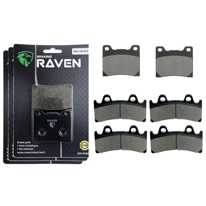 3 Kit plaquettes frein Yamaha YZF 750R  Av G, Av D et Ar 015-054X2 -  - Raven 104-239