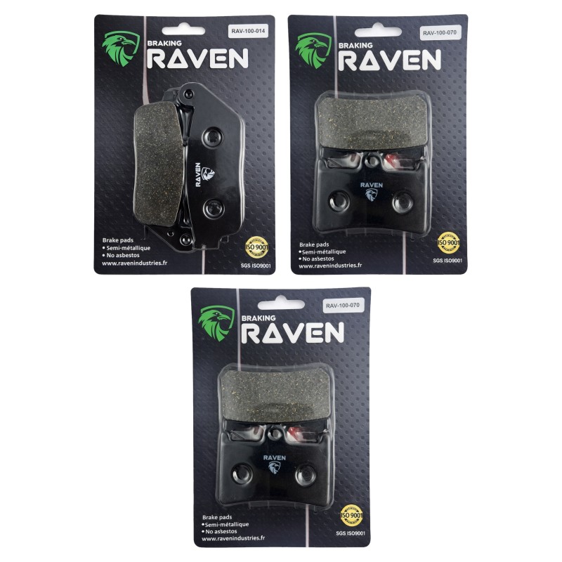 3 Kit plaquettes frein Yamaha MT-01 1700  Av G, Av D et Ar Nc -  - Raven 104-240