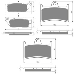 3 Kit plaquettes frein Yamaha MT-01 1700  Av G, Av D et Ar Nc -  - Raven 104-240