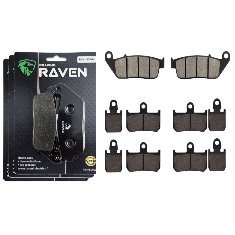 3 Kit plaquettes frein Yamaha MT-01 1700  Av G, Av D et Ar Nc -  - Raven 104-241