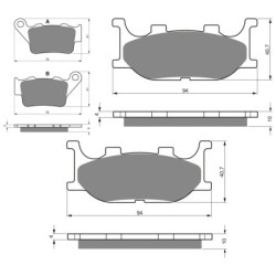 3 Kit plaquettes frein Yamaha MT-03 660  Av G, Av D et Ar Nc -  - Raven 104-242