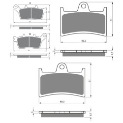 3 Kit plaquettes frein Yamaha Niken 850  Av G, Av D et Ar Nc -  - Raven 104-243