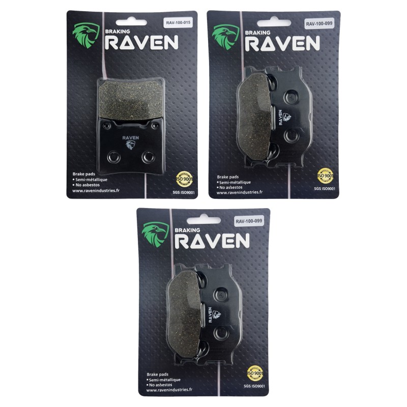 3 Kit plaquettes frein Yamaha XJ 900S Diversion  Av G, Av D et Ar 015-099X2 -  - Raven 104-245