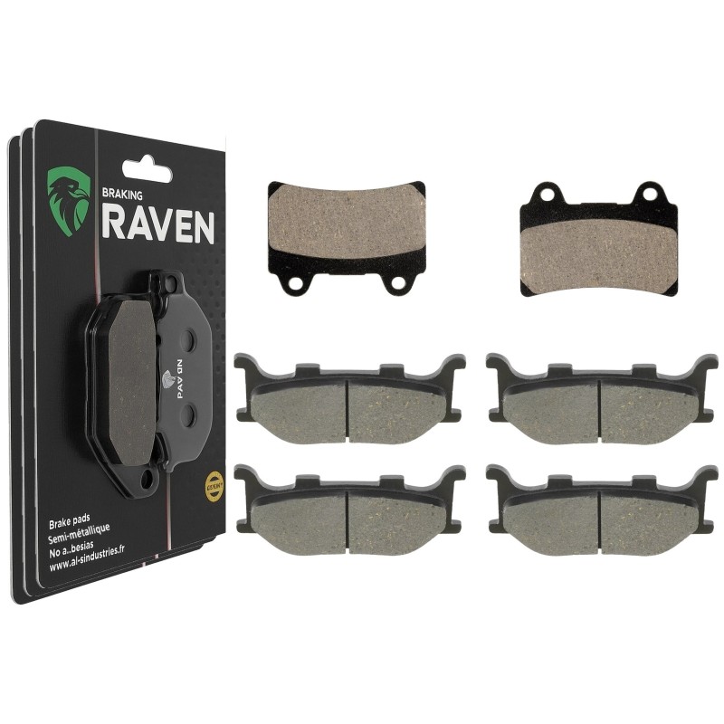3 Kit plaquettes frein Yamaha XV 1600 Wild Star  Av G, Av D et Ar 073-048X2 -  - Raven 104-248
