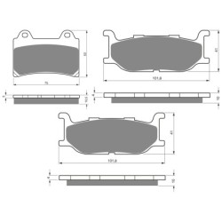 3 Kit plaquettes frein Yamaha XV 1600 Wild Star  Av G, Av D et Ar 073-048X2 -  - Raven 104-248