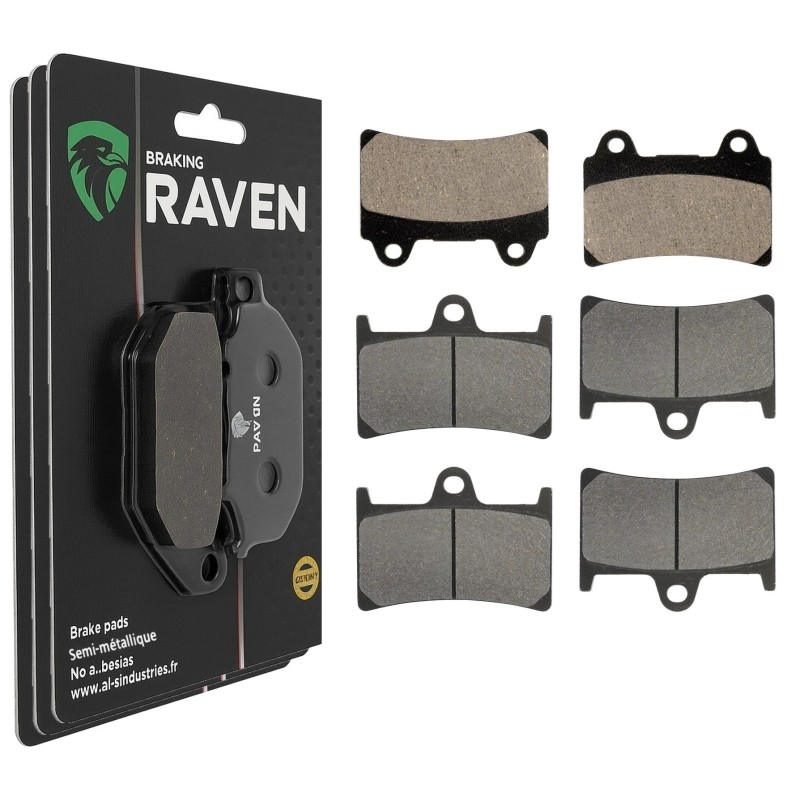 3 Kit plaquettes frein Yamaha XV 1700 Road Star Midnight  Av G, Av D et Ar Nc -  - Raven 104-249