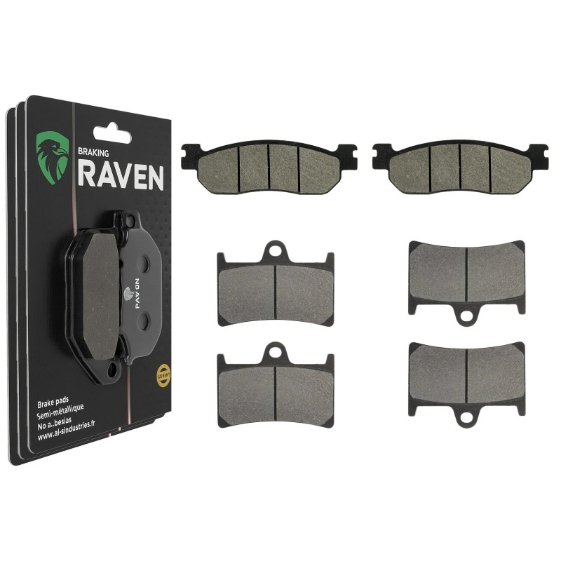 3 Kit plaquettes frein Yamaha YZF-R1 1000  Av G, Av D et Ar Nc -  - Raven 104-251