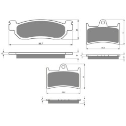 3 Kit plaquettes frein Yamaha YZF-R1 1000  Av G, Av D et Ar Nc -  - Raven 104-251