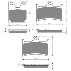 3 Kit plaquettes frein Yamaha YZF-R7 700  Av G, Av D et Ar 169-070X2 -  - Raven 104-253