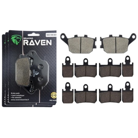 3 Kit plaquettes frein Yamaha YZF-R1 1000  Av G, Av D et Ar Nc -  - Raven 104-254
