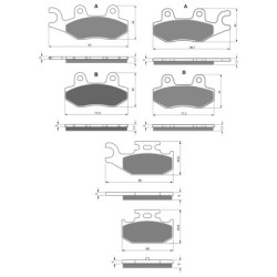 3 Kit plaquettes frein Yamaha Rhino 660  Av G, Av D et Ar Nc -  - Raven 104-259