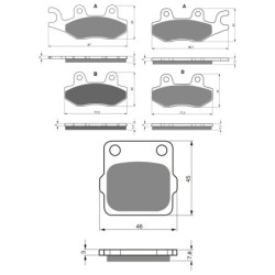 3 Kit plaquettes frein Yamaha YFZ 450  Av G, Av D et Ar Nc -  - Raven 104-261